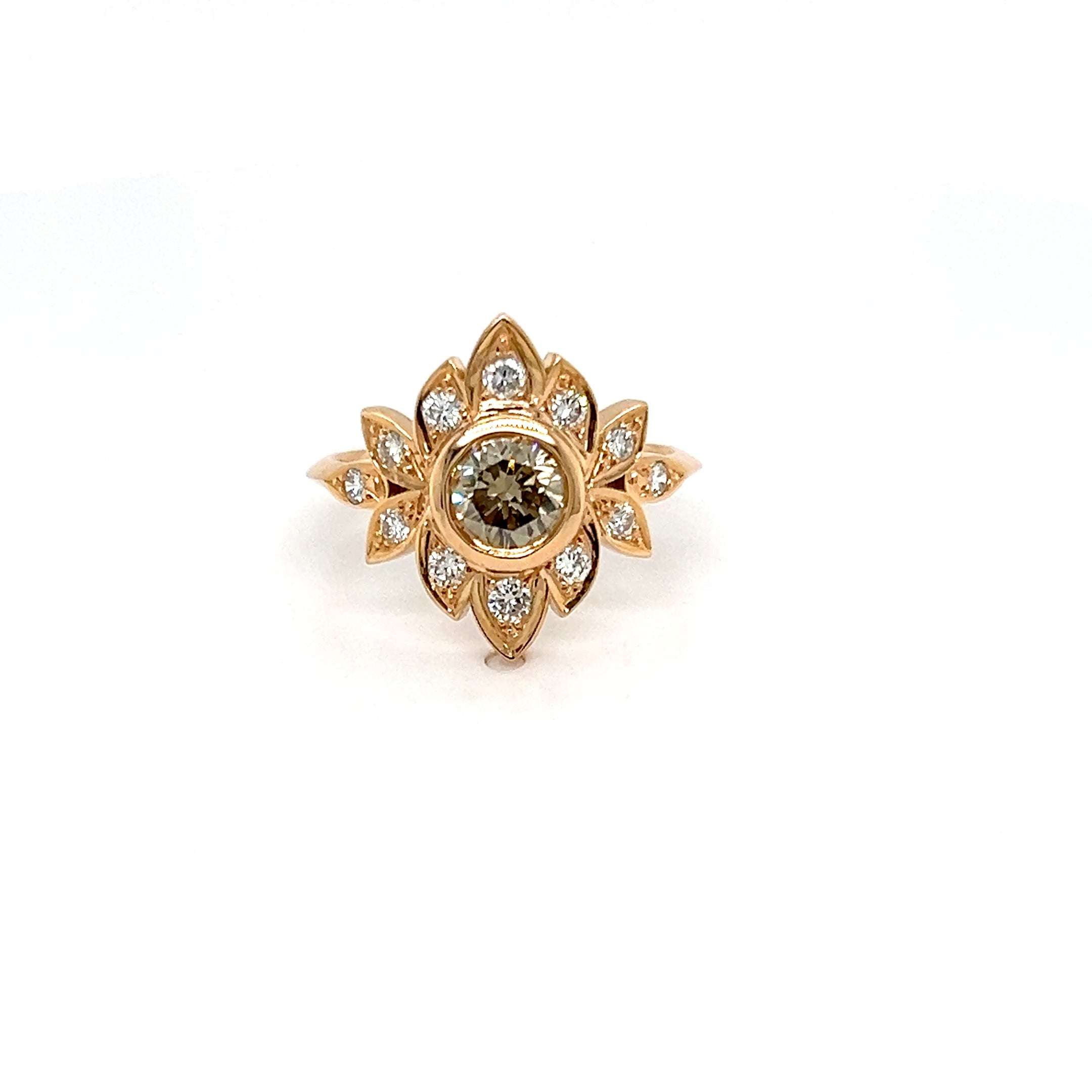 18ct Rose Gold Champagne Diamond Ring