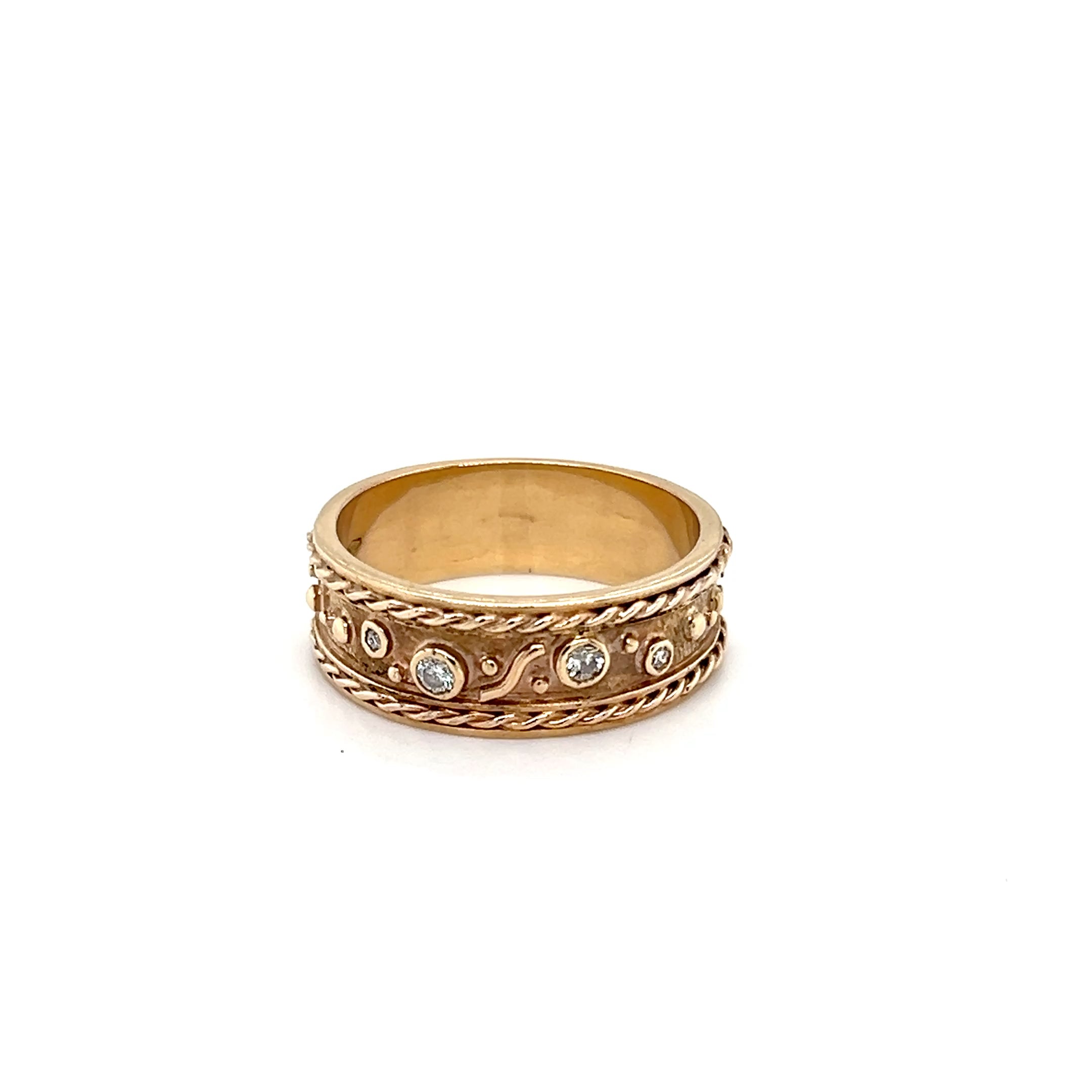 9ct Yellow Gold Diamond Men's Ring
