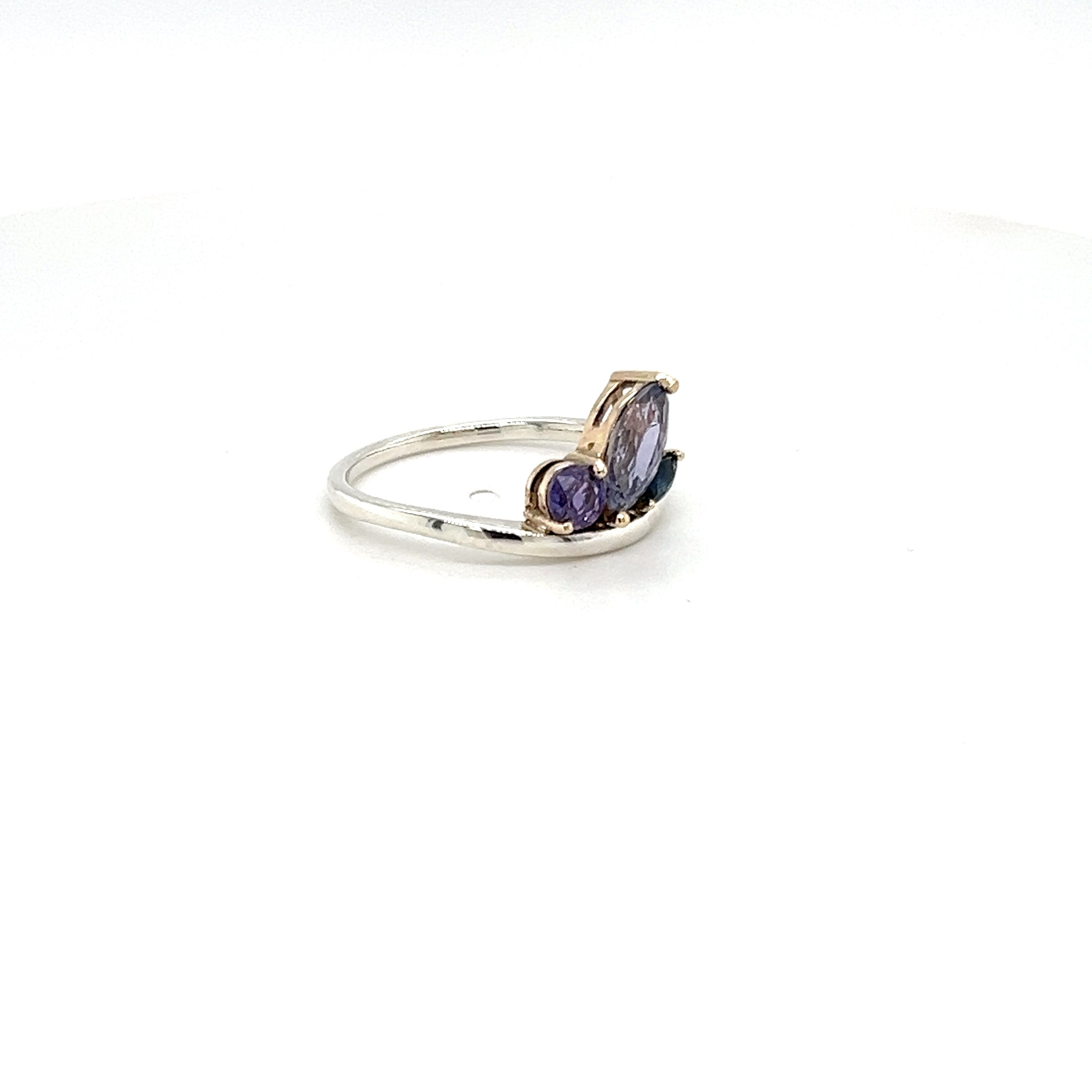Silver Platinum Marquise Sapphire Ring