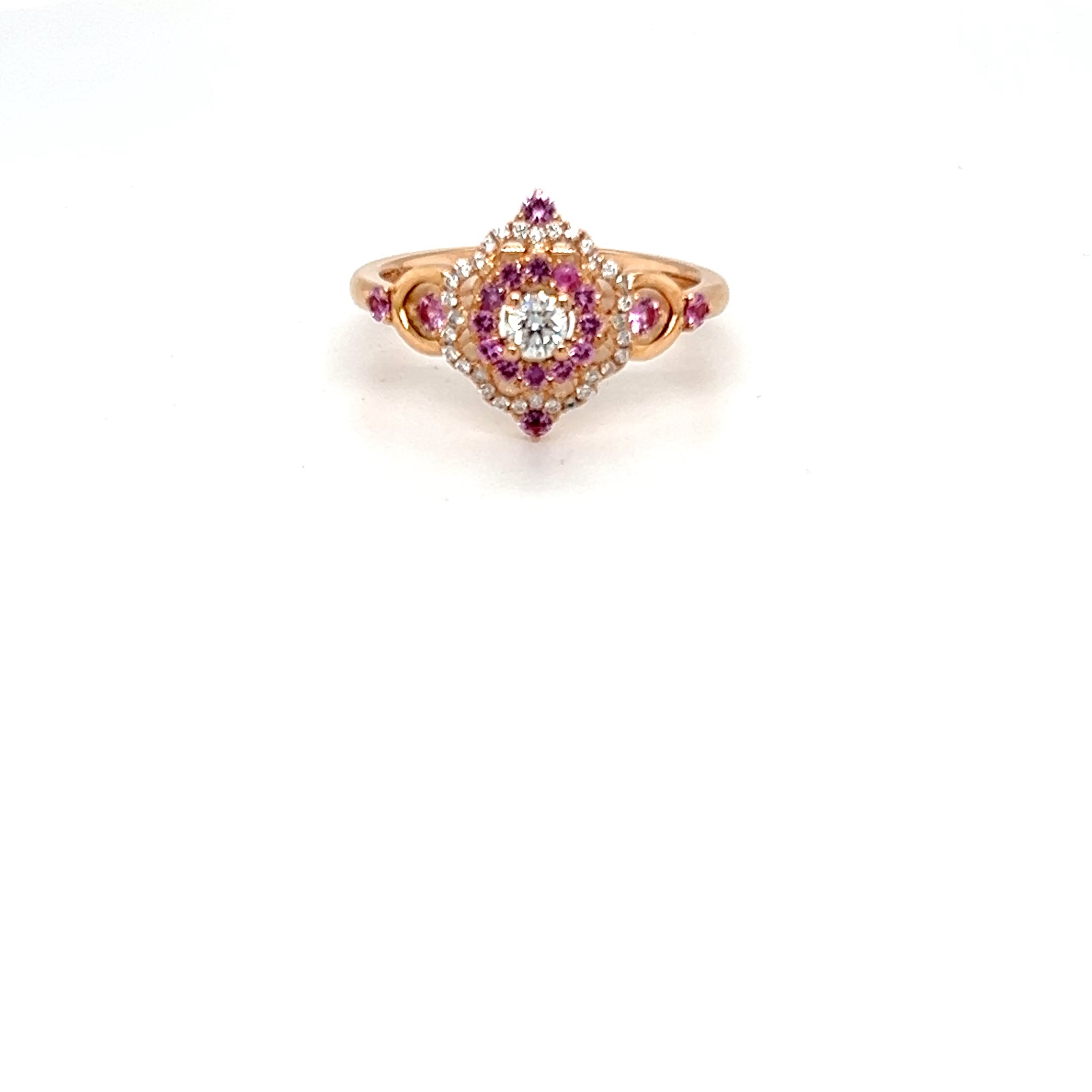 Pink Sapphire and Diamond Ring