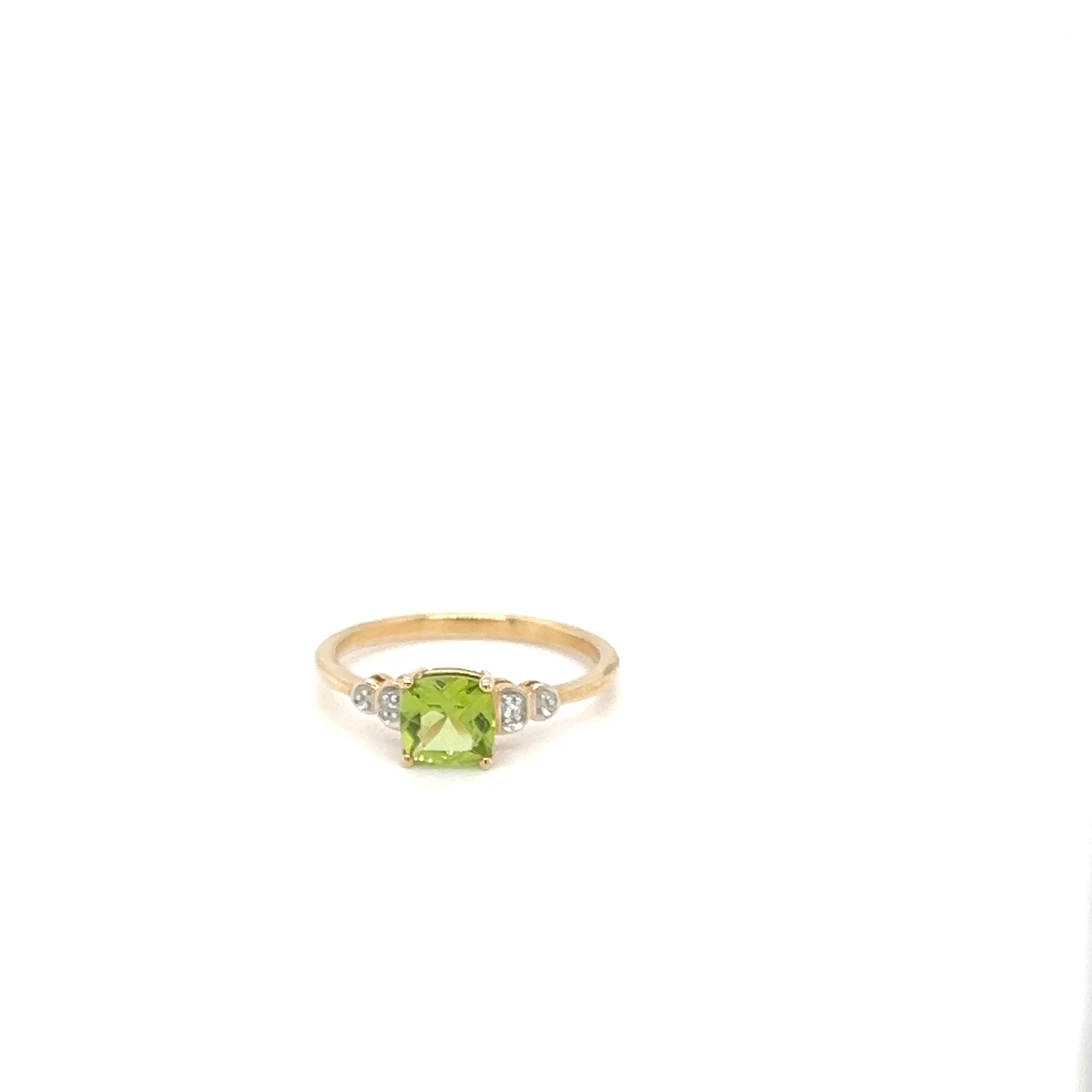 9ct Yellow Gold Peridot Diamond Ring