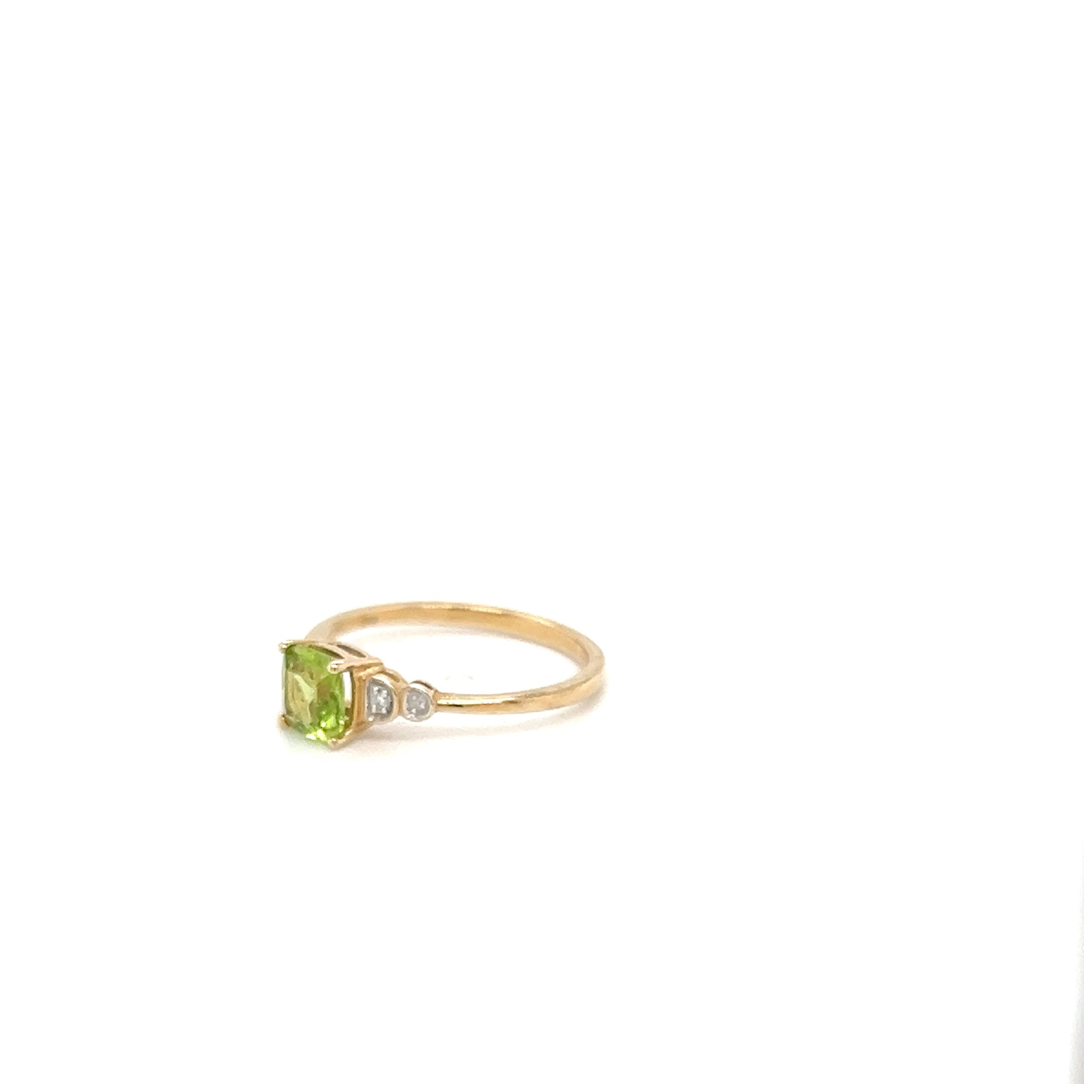 9ct Yellow Gold Peridot Diamond Ring