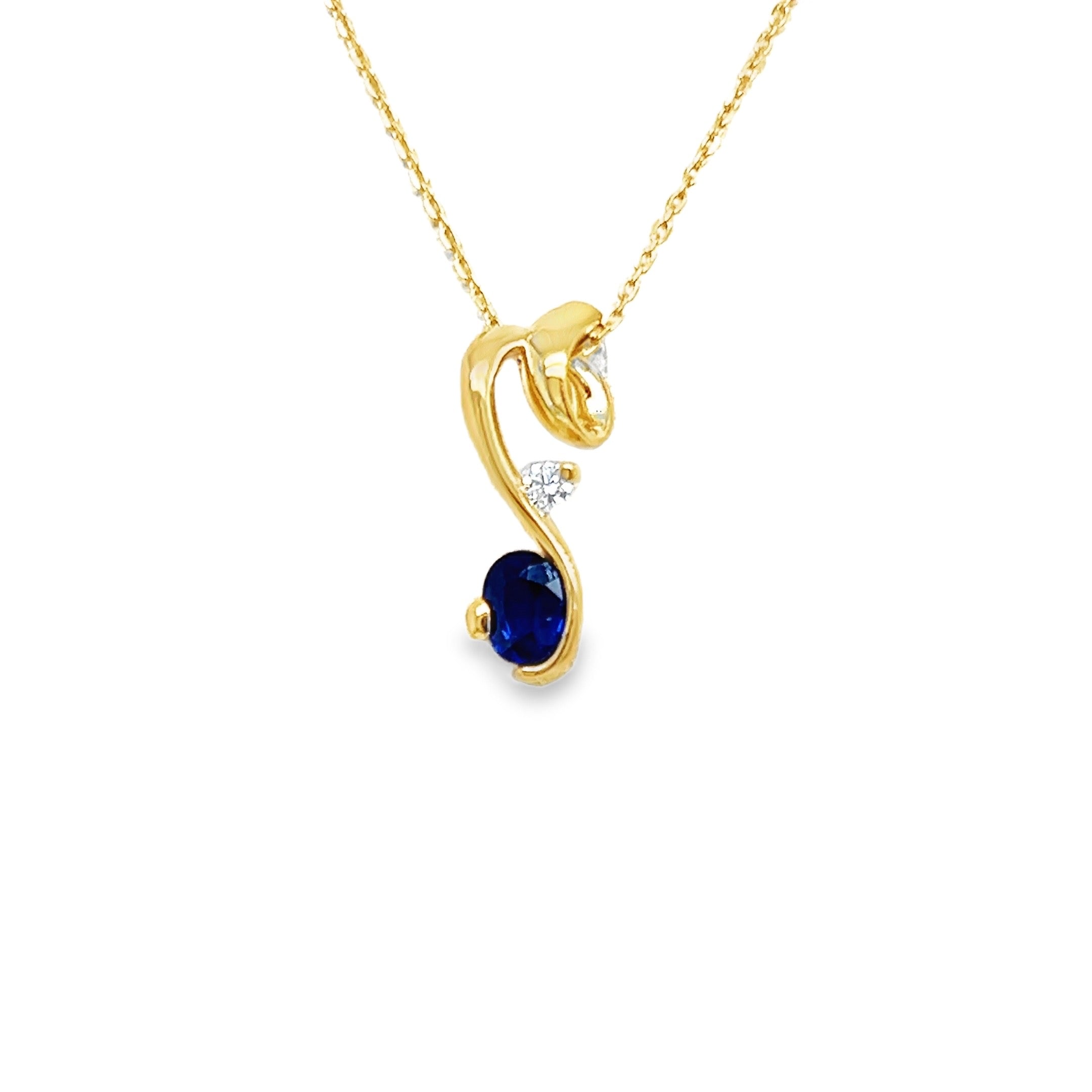 Blue Sapphire and Diamond Pendant