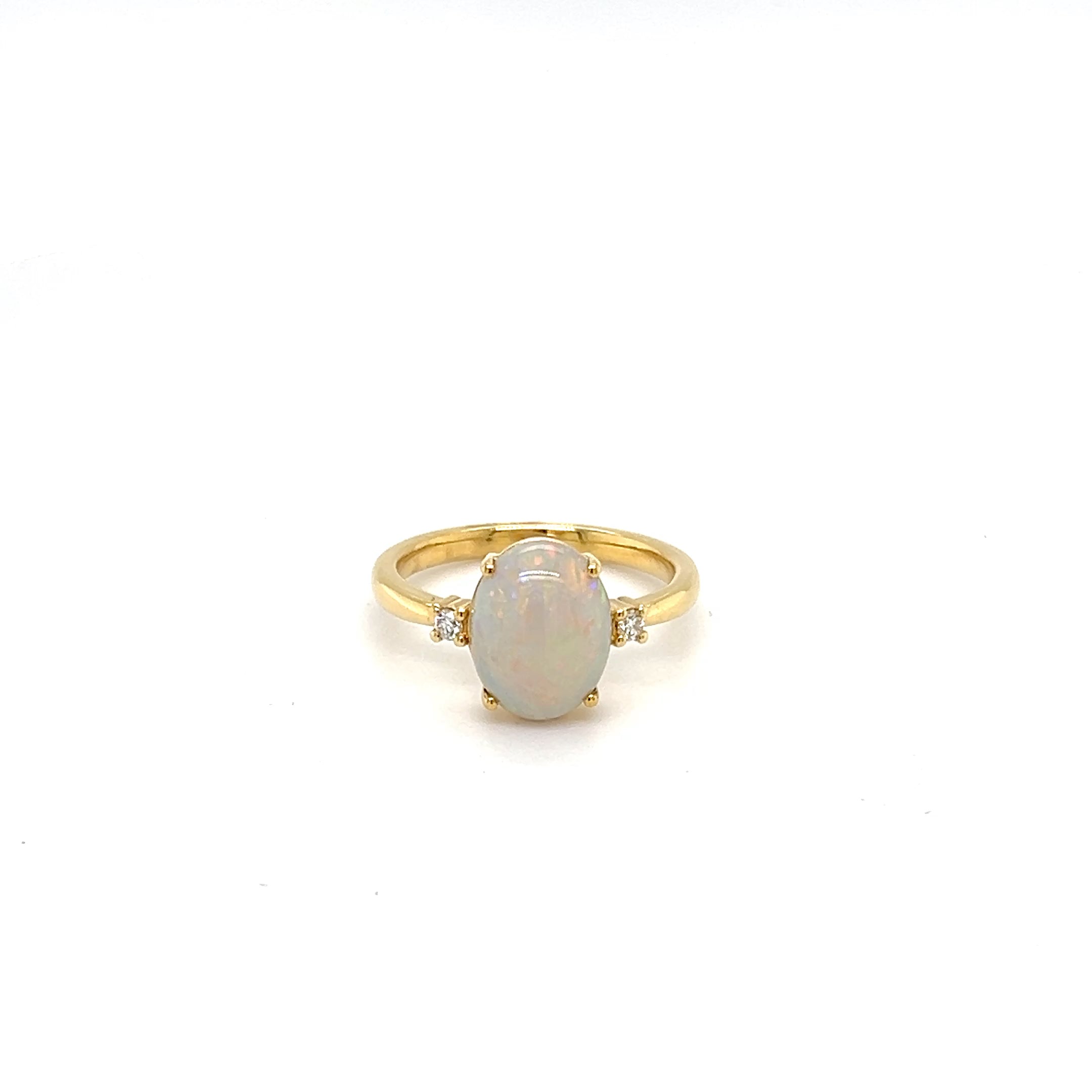 18ct Yellow Gold Opal & Diamond Ring
