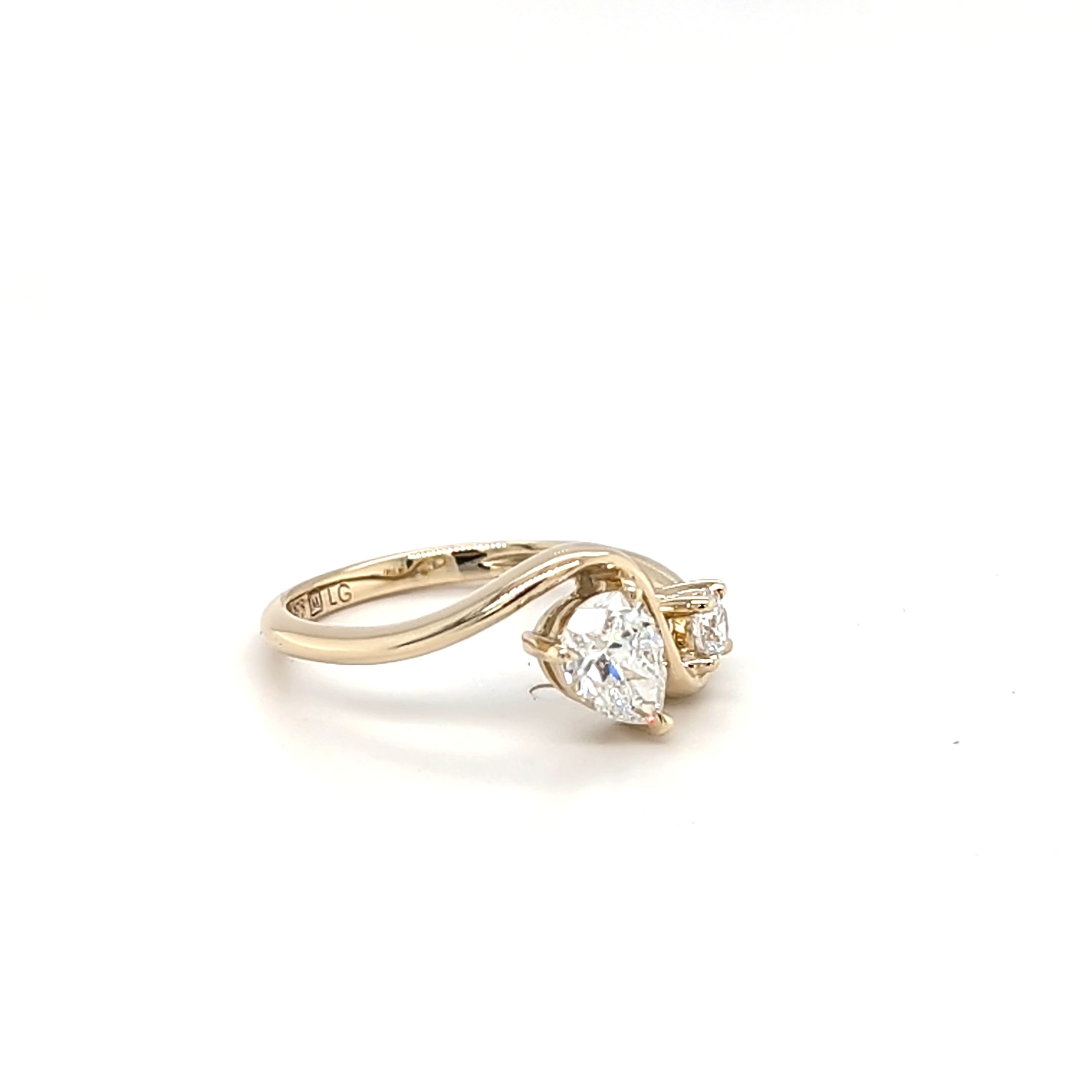 9ct Yellow Gold Sculptural Crossover Lab Grown Diamond Ring