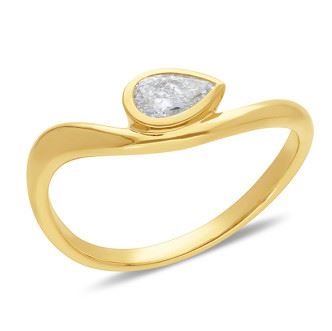 9ct Yellow Gold 0.30ct Pear-Cut Lab-Grown Diamond Ring