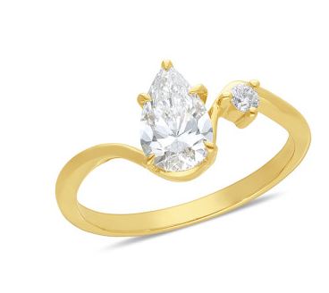 9ct Yellow Gold Pear-Cut Lab-Grown Diamond Ring