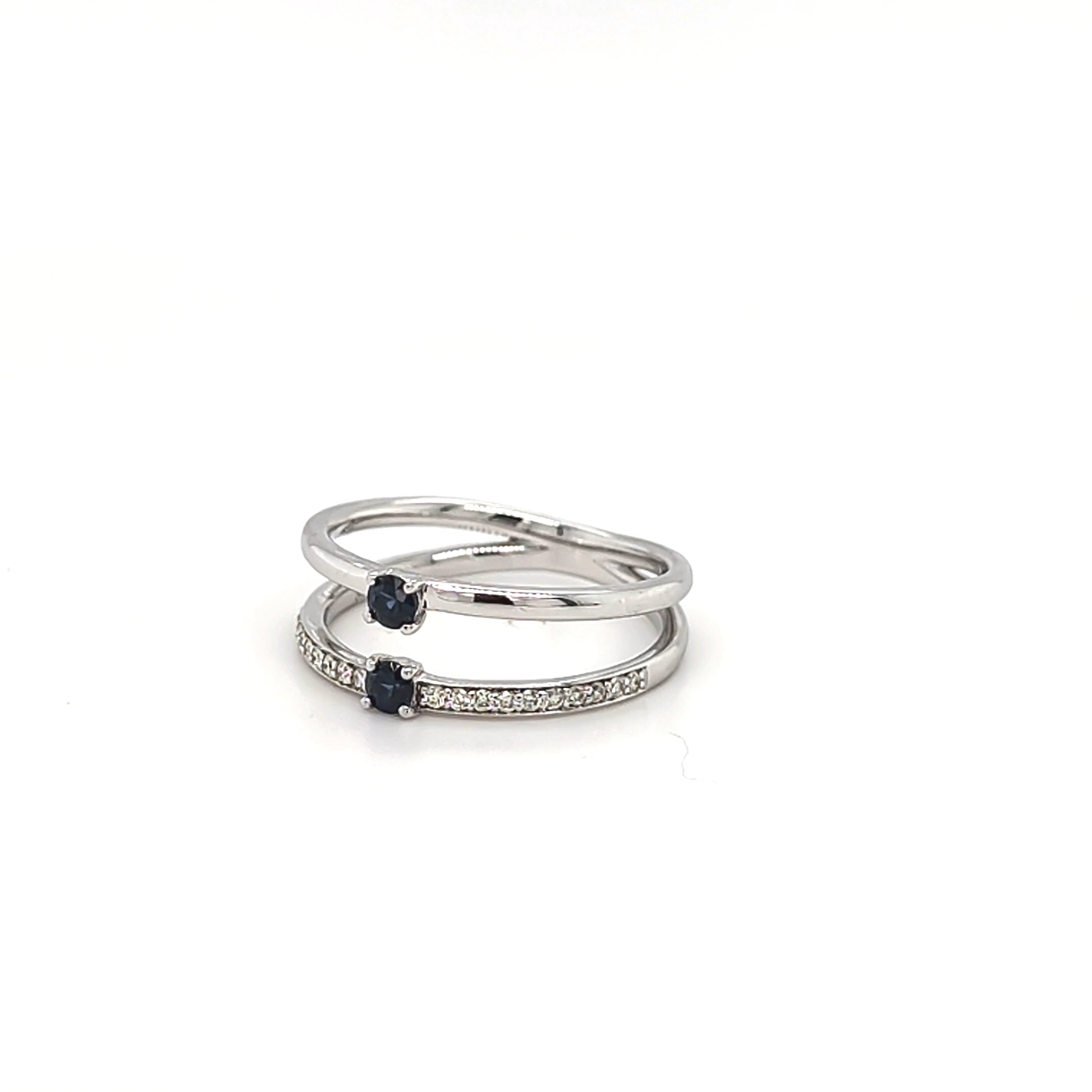 9ct White Gold Sapphire & Diamond Ring