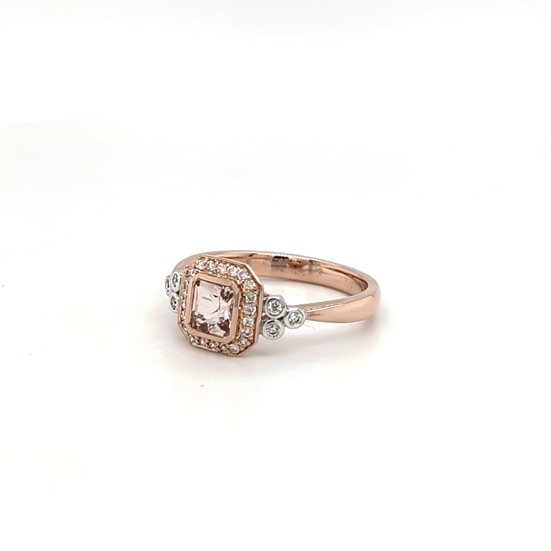 9ct Rose Gold Morganite & Diamond Ring