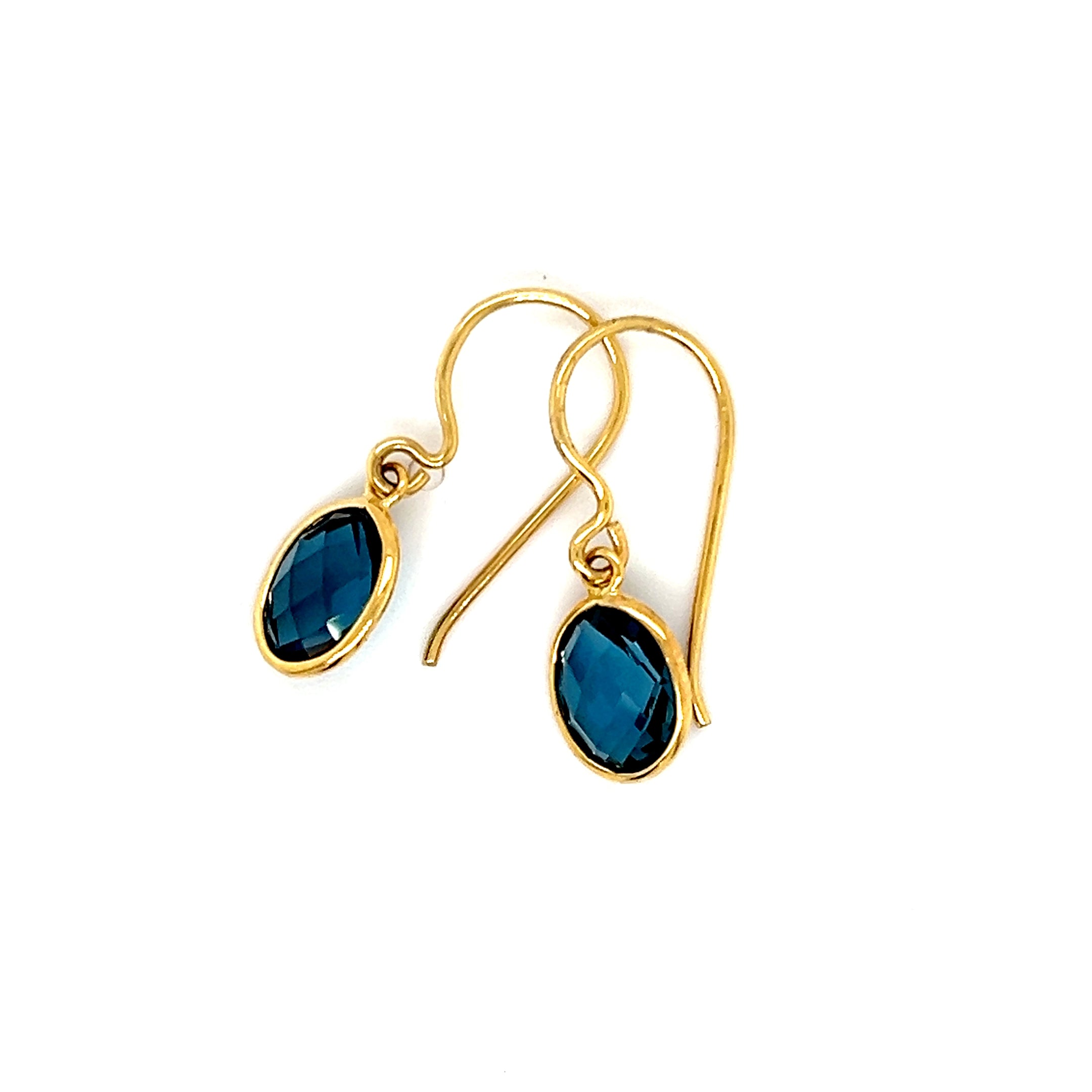 9ct Yellow Gold Oval London Blue Topaz Earrings