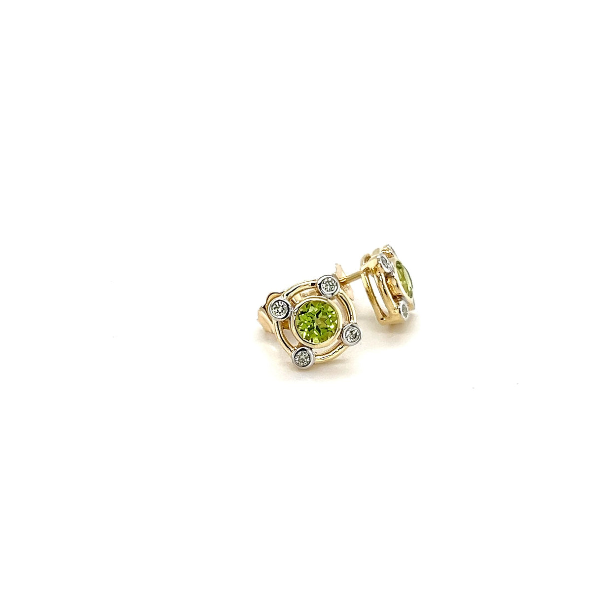 9ct Yellow Gold Peridot and Diamond Earrings