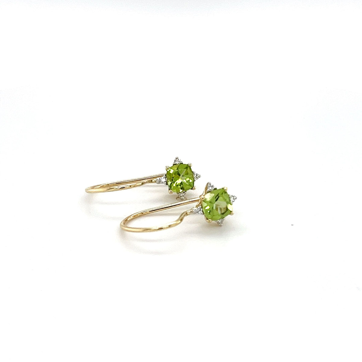 9ct Yellow Gold Peridot & Diamond Earrings