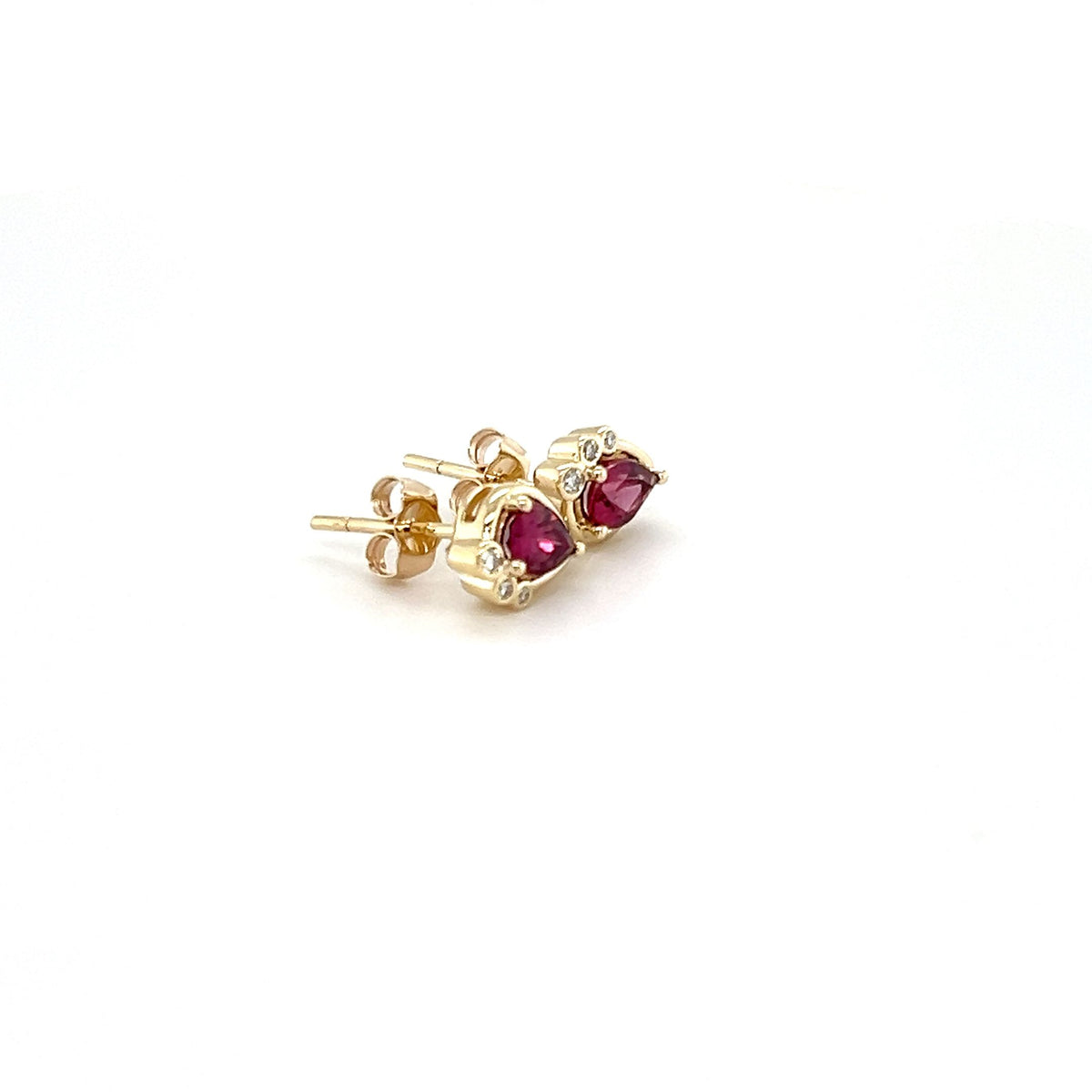 9ct Yellow Gold Rhodolite Garnet and Lab-Grown Diamond Earrings