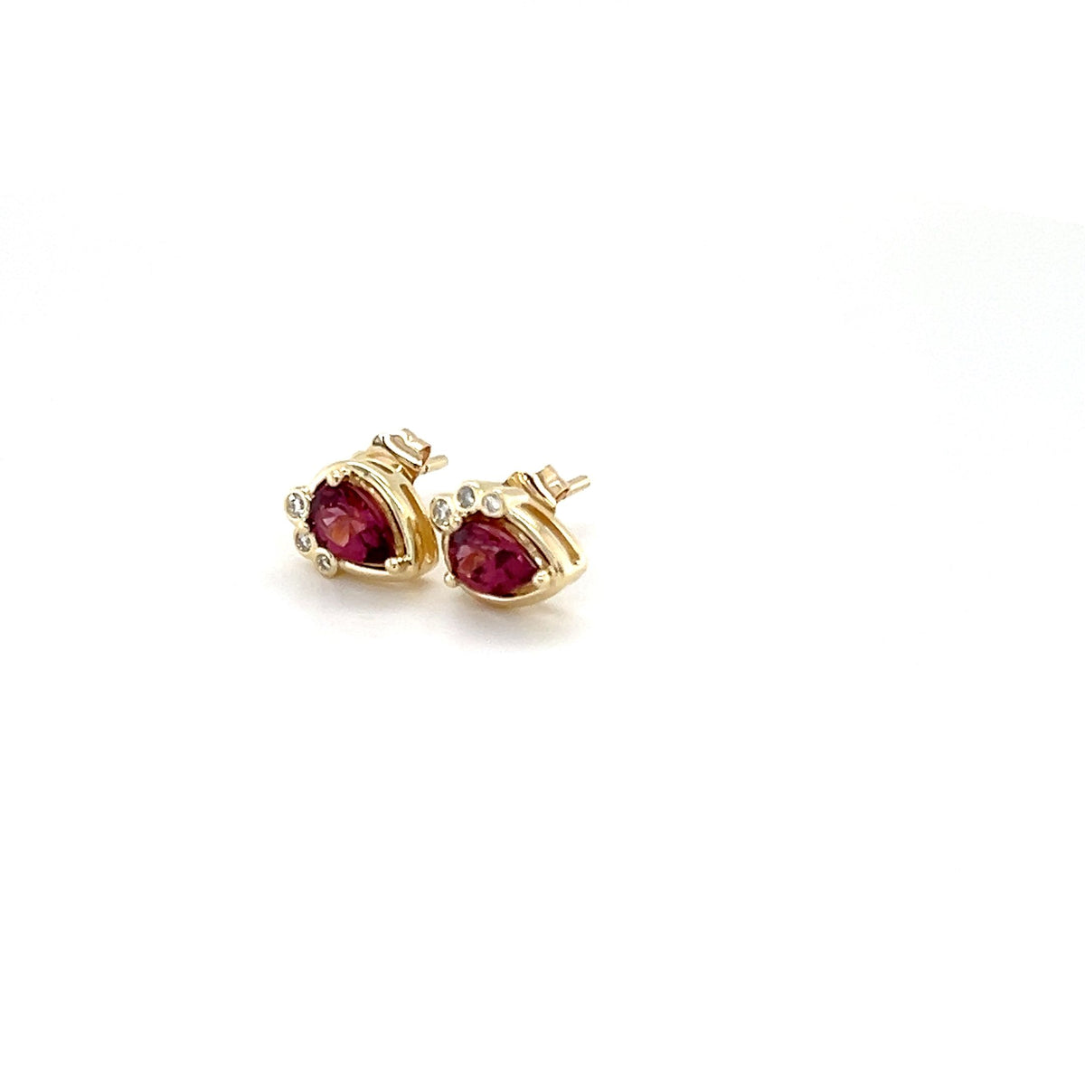 9ct Yellow Gold Rhodolite Garnet and Lab-Grown Diamond Earrings