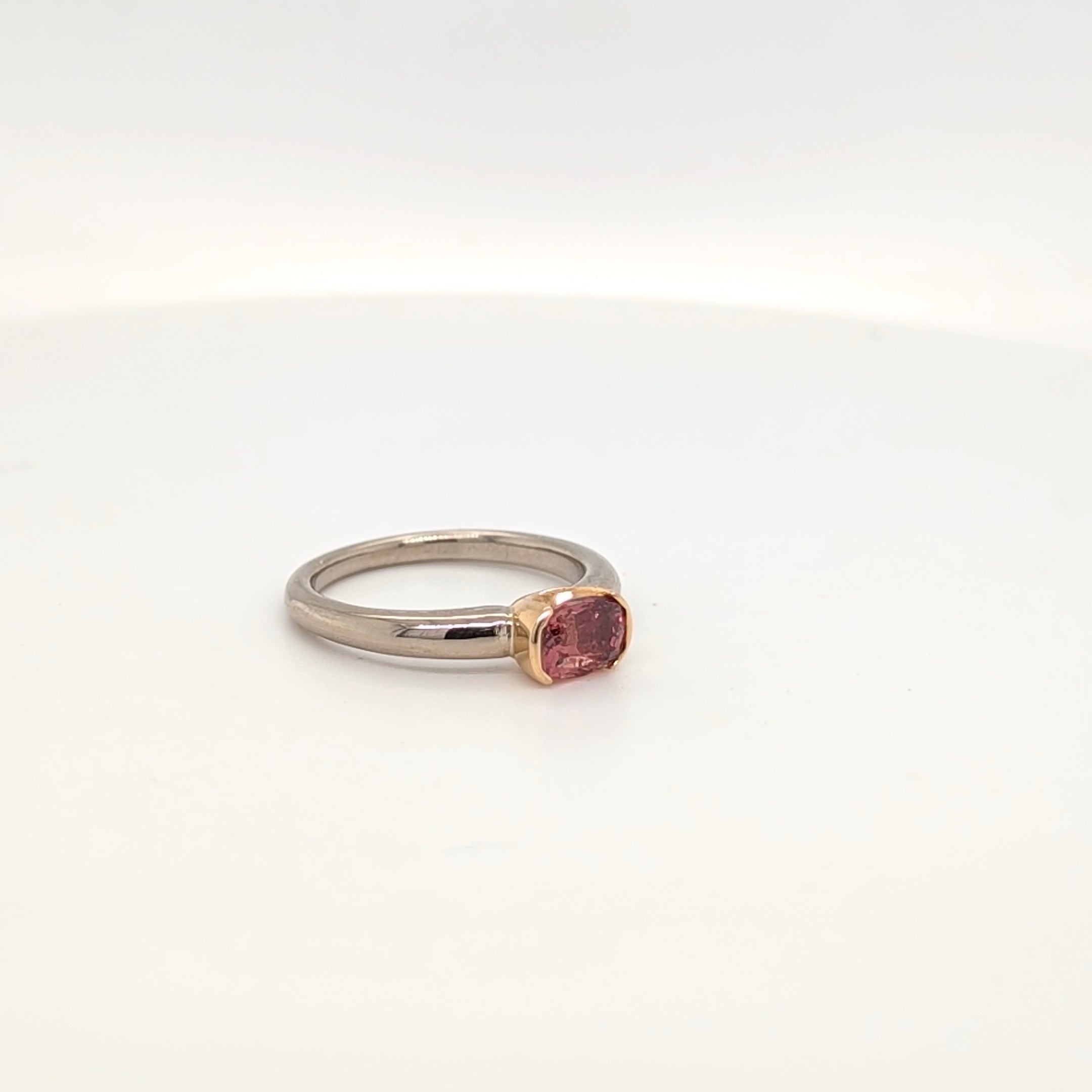 18ct White and Yellow Gold Orange Sapphire Ring