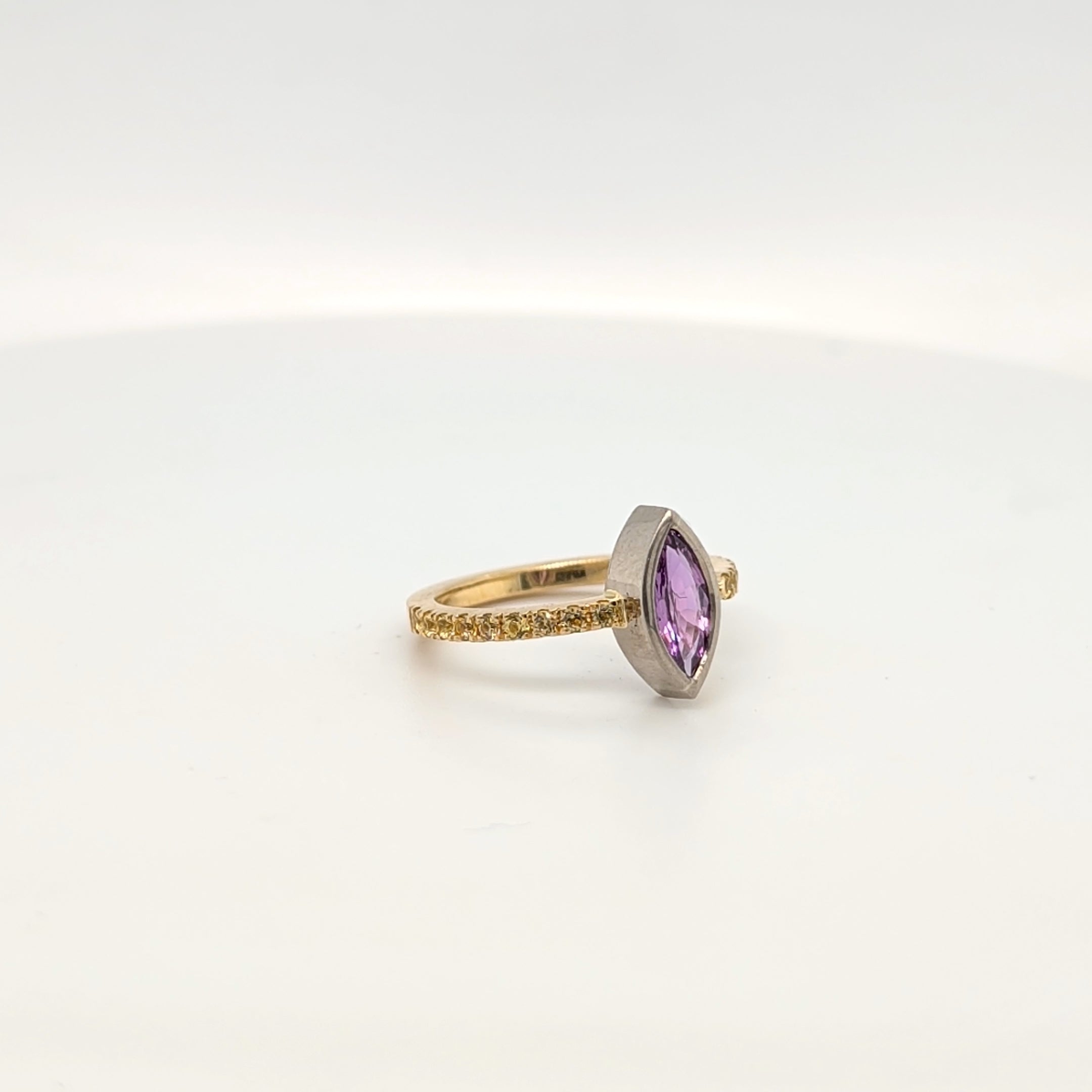 18ct Yellow and White Gold Purple Sapphire Ring