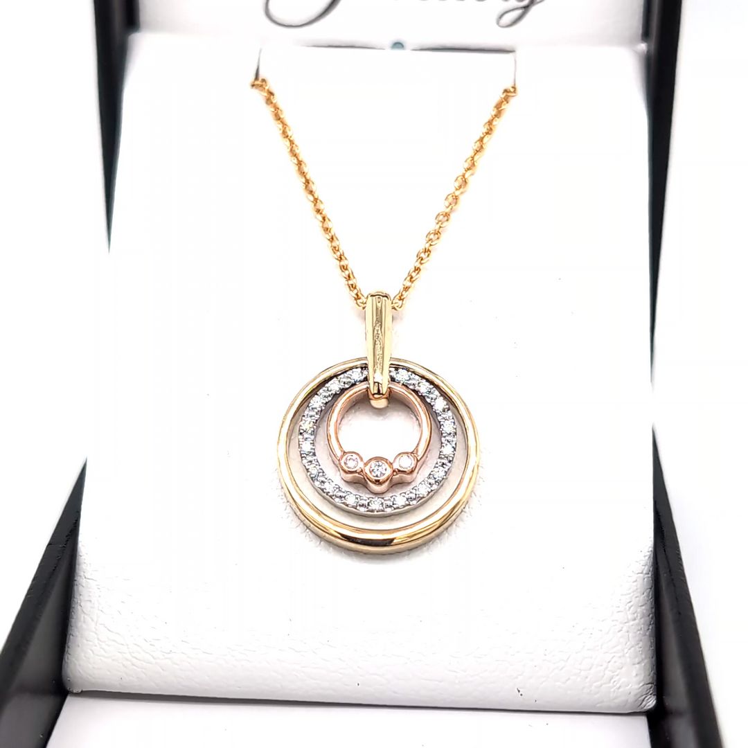 9ct Multi-Coloured Gold Pendant with Australian Argyle Pink Diamonds