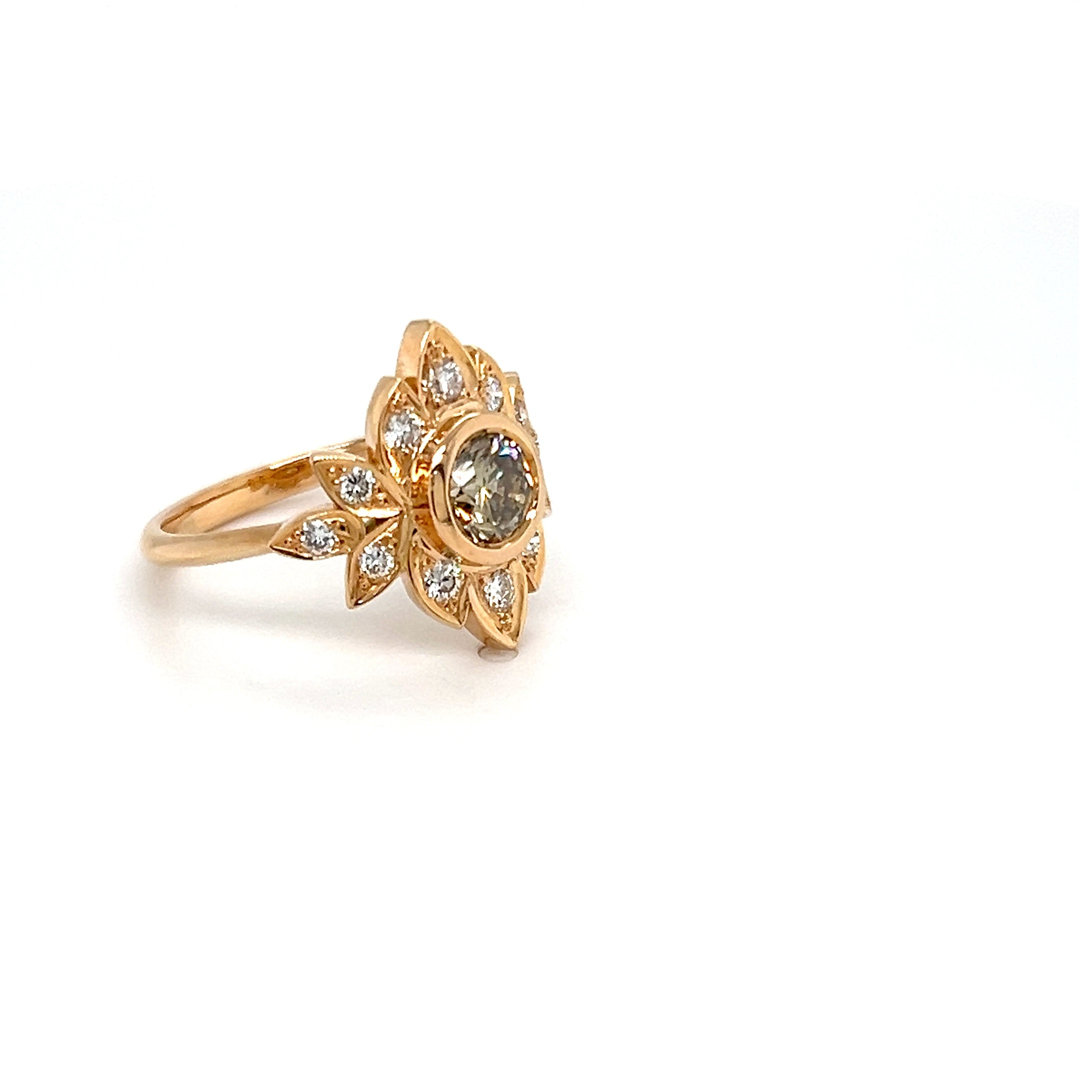 18ct Rose Gold Champagne Diamond Ring