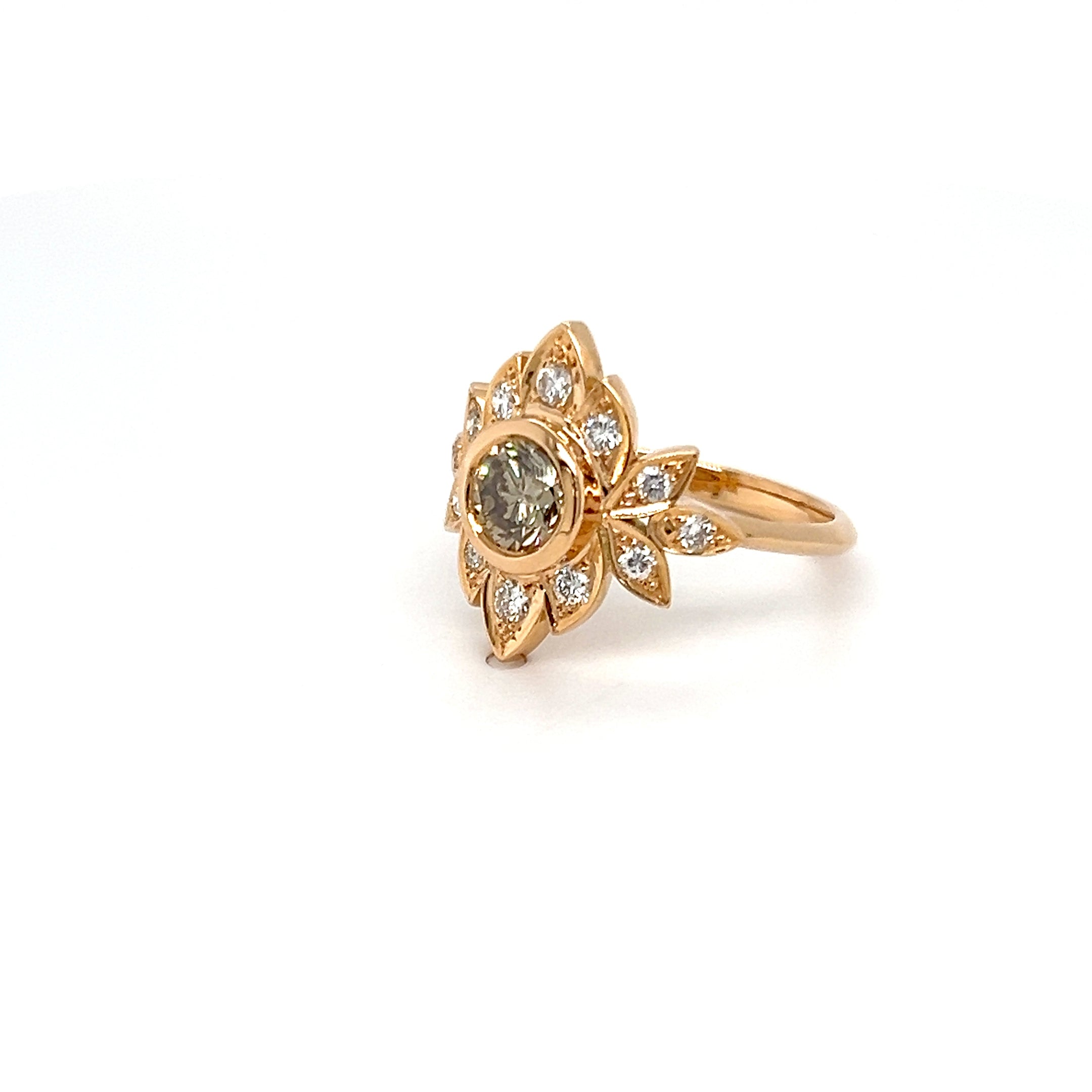 18ct Rose Gold Champagne Diamond Ring
