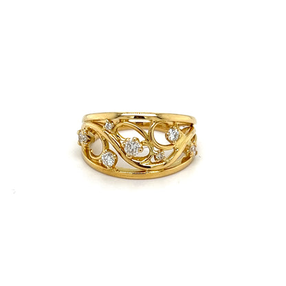 18ct Yellow Gold Handmade Diamond Ring