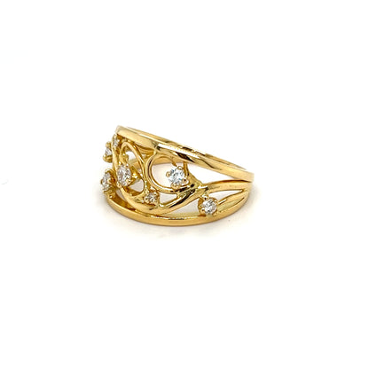 18ct Yellow Gold Handmade Diamond Ring