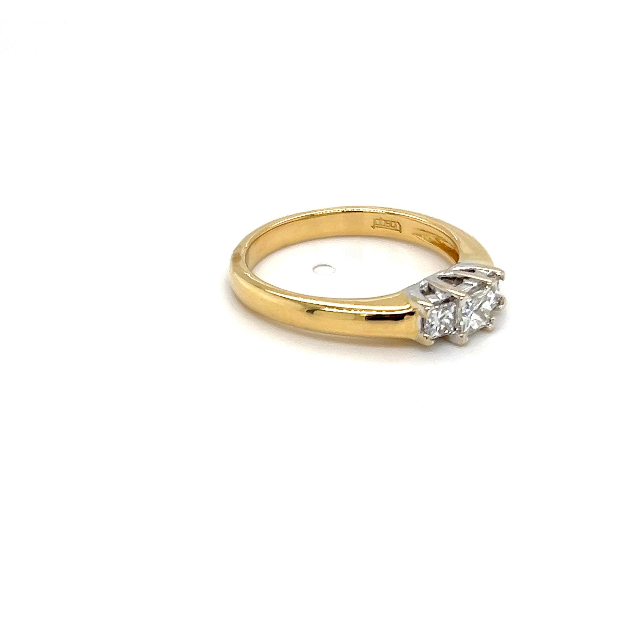 18ct Yellow Gold Princess Cut Diamond Trilogy Ring