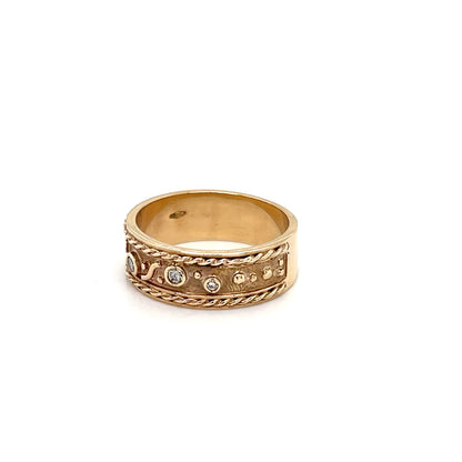 9ct Yellow Gold Diamond Men's Ring