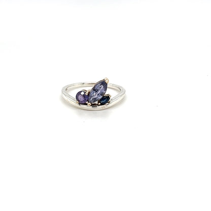 Silver Platinum Marquise Sapphire Ring