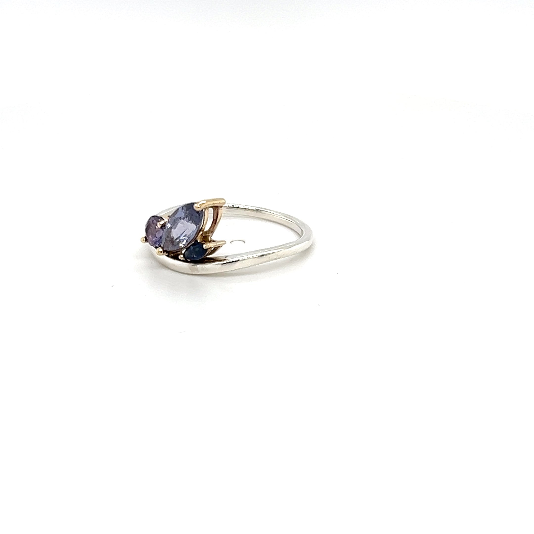 Silver Platinum Marquise Sapphire Ring