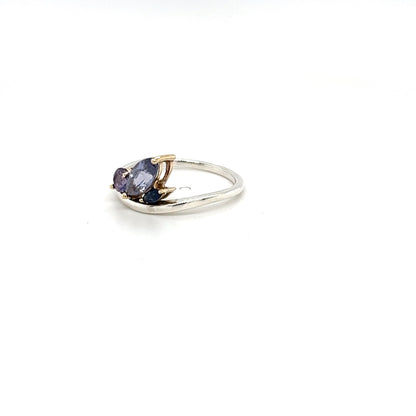 Silver Platinum Marquise Sapphire Ring