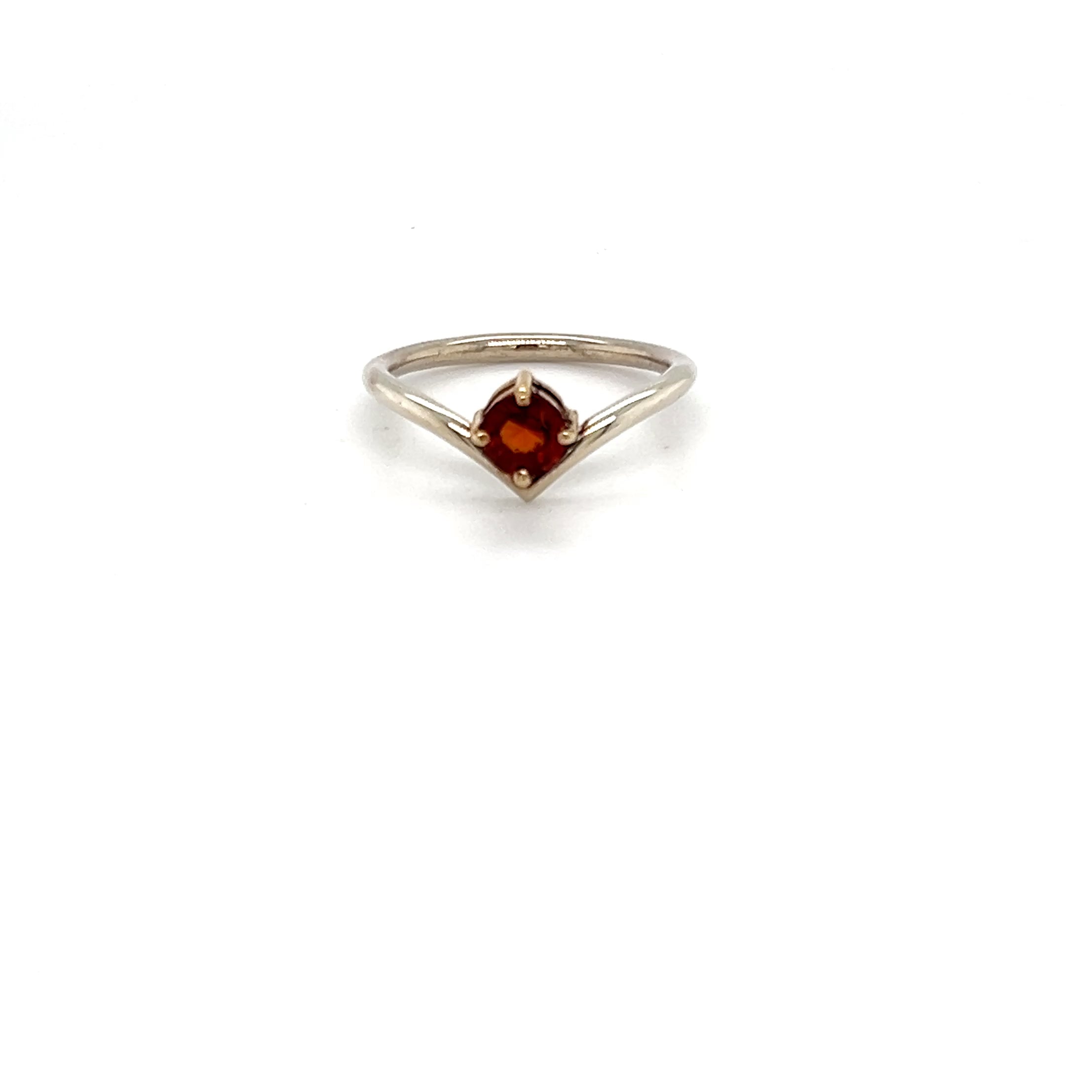 SILVER PLATINUM & YELLOW GOLD SPESSARTITE GARNET RING