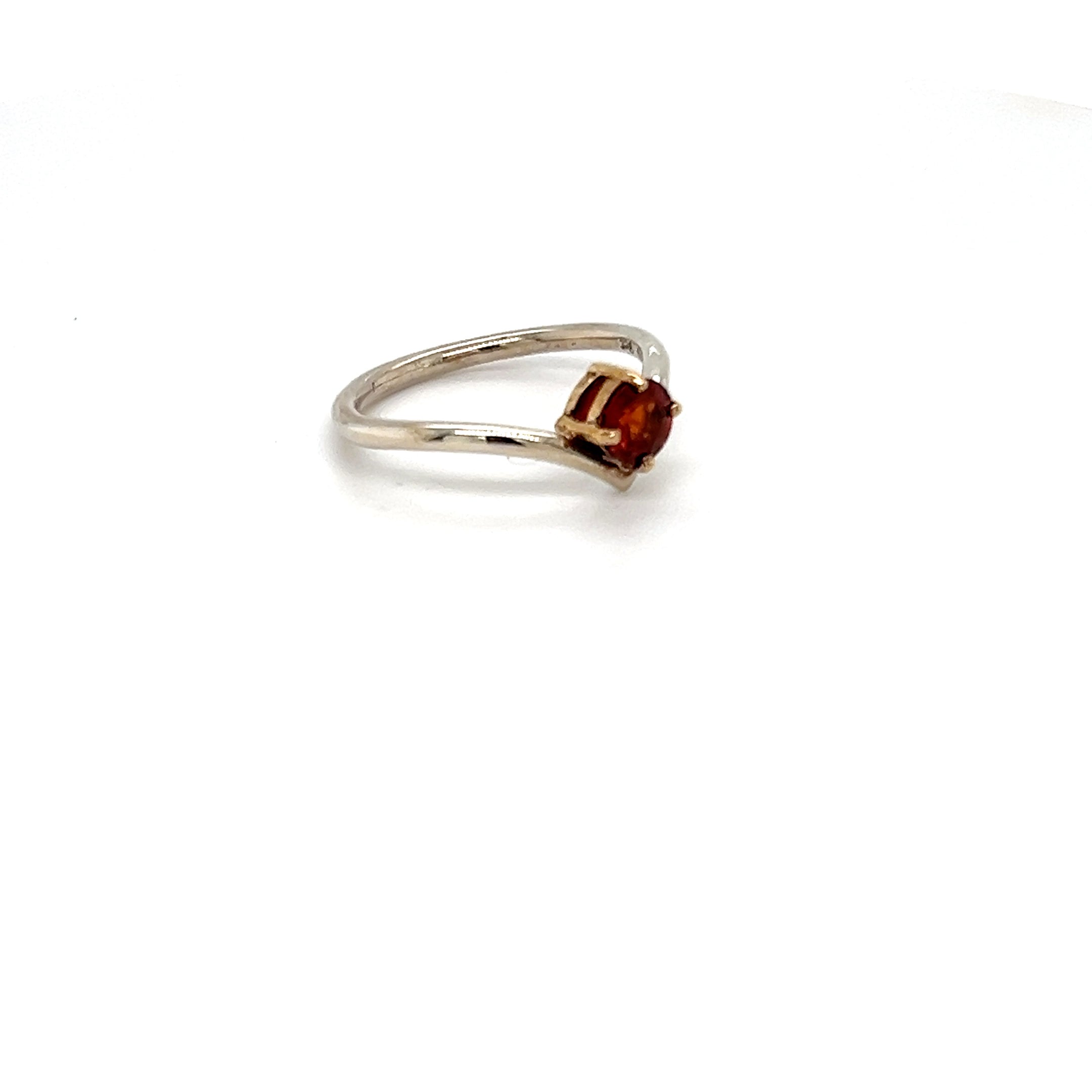 SILVER PLATINUM & YELLOW GOLD SPESSARTITE GARNET RING