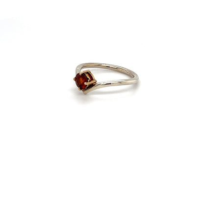 SILVER PLATINUM & YELLOW GOLD SPESSARTITE GARNET RING