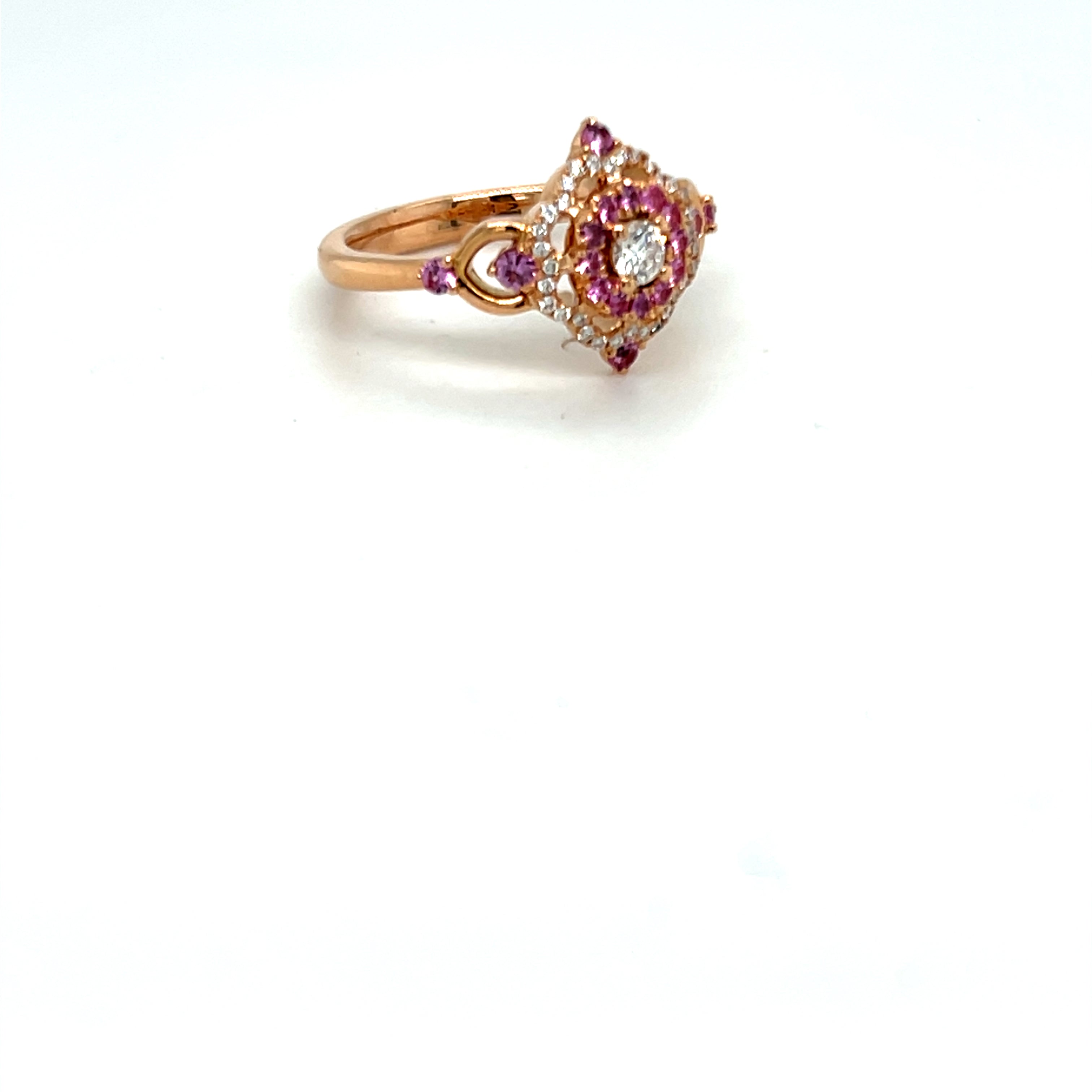 Pink Sapphire and Diamond Ring