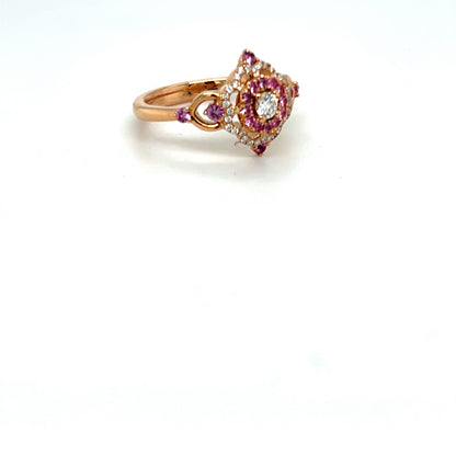Pink Sapphire and Diamond Ring