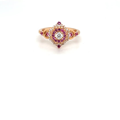 Pink Sapphire and Diamond Ring