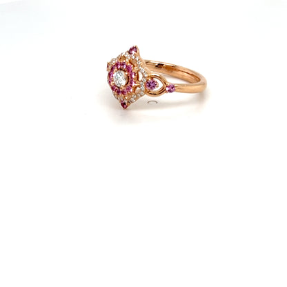 Pink Sapphire and Diamond Ring