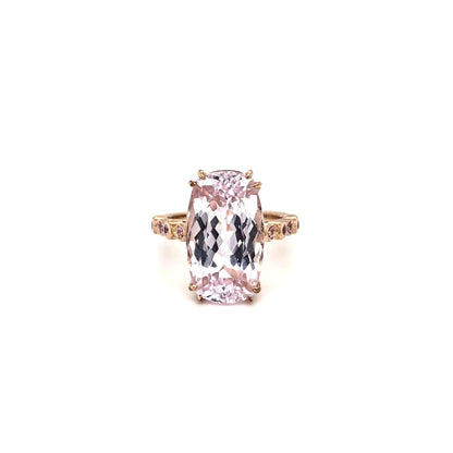 PINK KUNZITE & SAPPHIRE ROSE GOLD RING