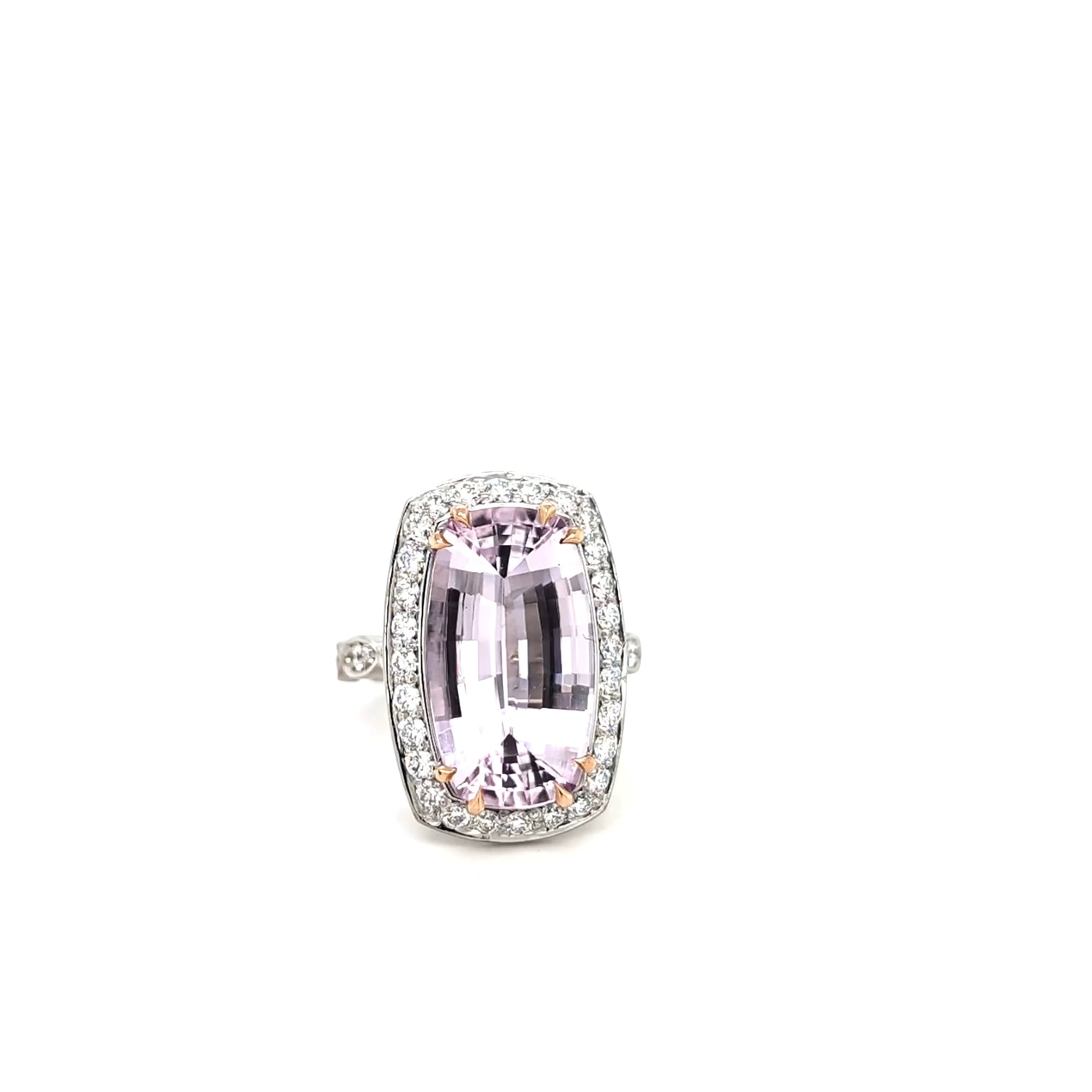 PINK TOPAZ AND DIAMOND WHITE GOLD RING