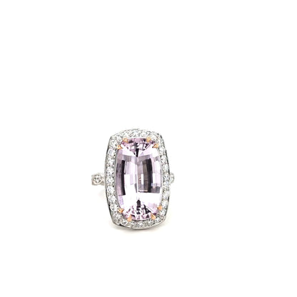 PINK TOPAZ AND DIAMOND WHITE GOLD RING