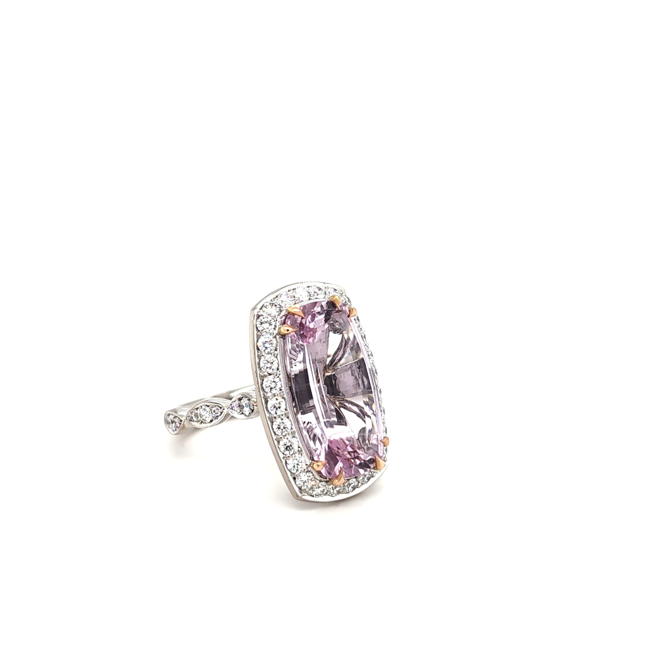 PINK TOPAZ AND DIAMOND WHITE GOLD RING