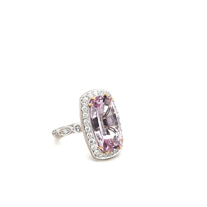 PINK TOPAZ AND DIAMOND WHITE GOLD RING