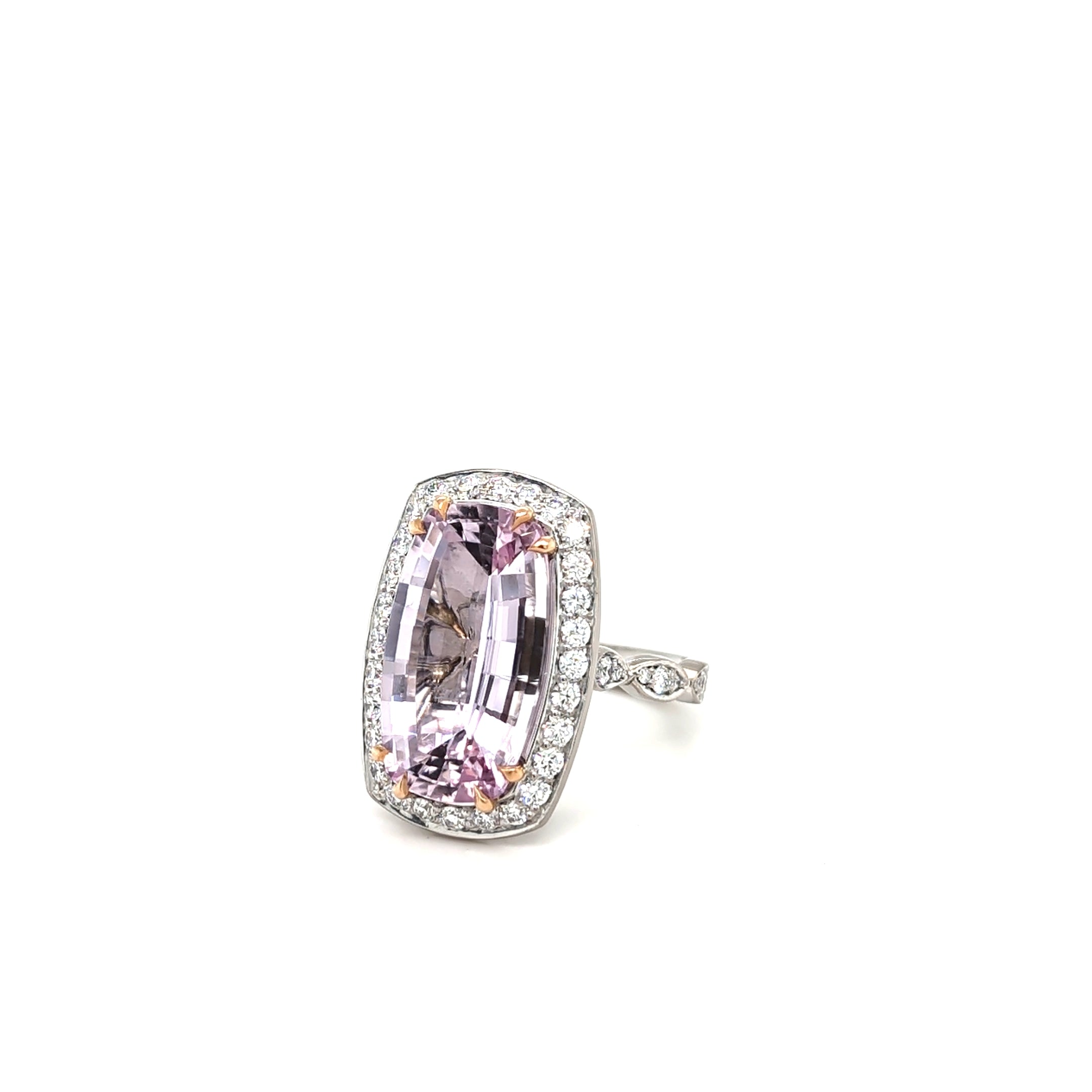 PINK TOPAZ AND DIAMOND WHITE GOLD RING