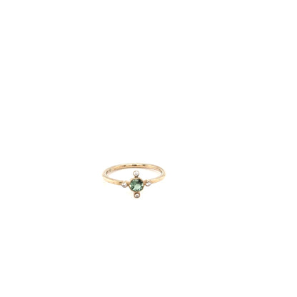 9ct Yellow Gold Mint Green Tourmaline & Diamond Ring