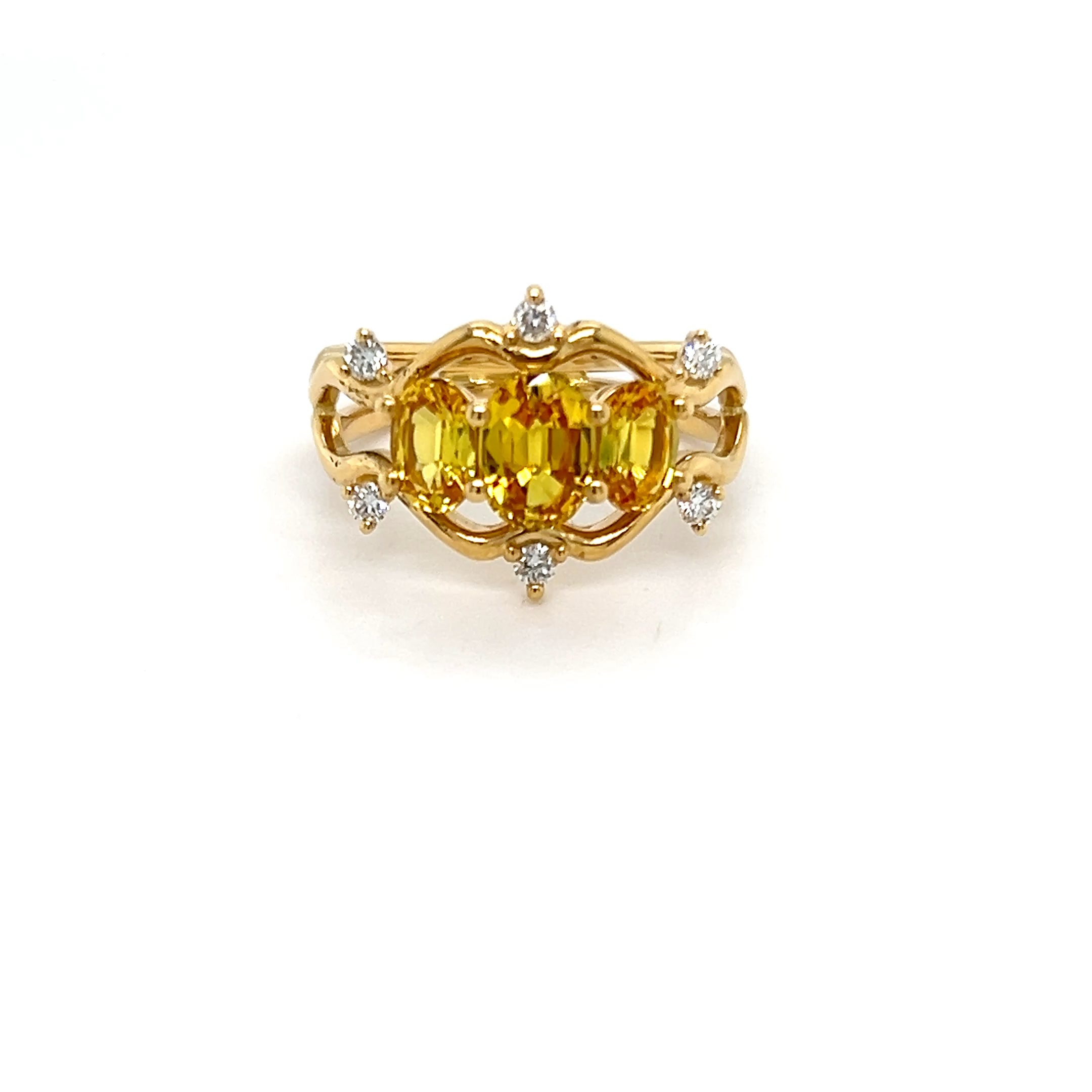 18ct Yellow Gold Yellow Sapphire & Diamond Ring