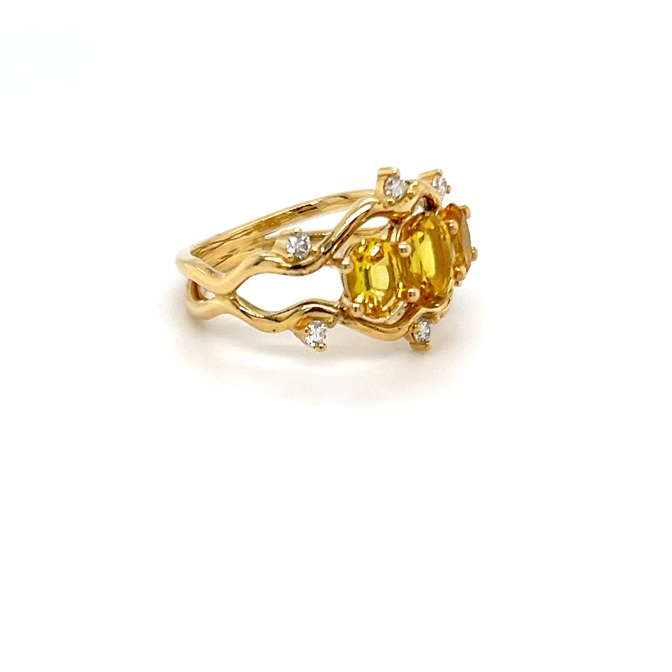 18ct Yellow Gold Yellow Sapphire & Diamond Ring