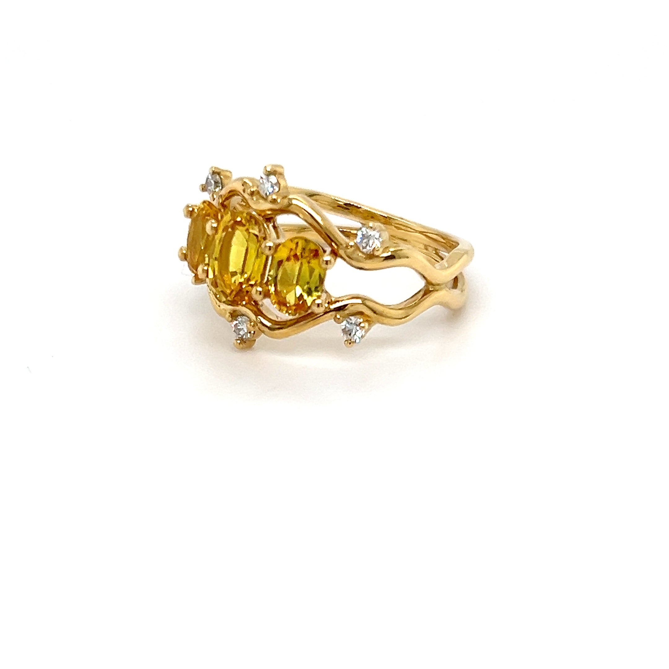 18ct Yellow Gold Yellow Sapphire & Diamond Ring