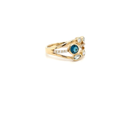 9ct Yellow Gold Blue Topaz Ring