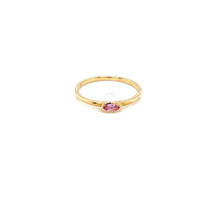 9ct Yellow Gold Ring with Marquise-Cut Pink Sapphire