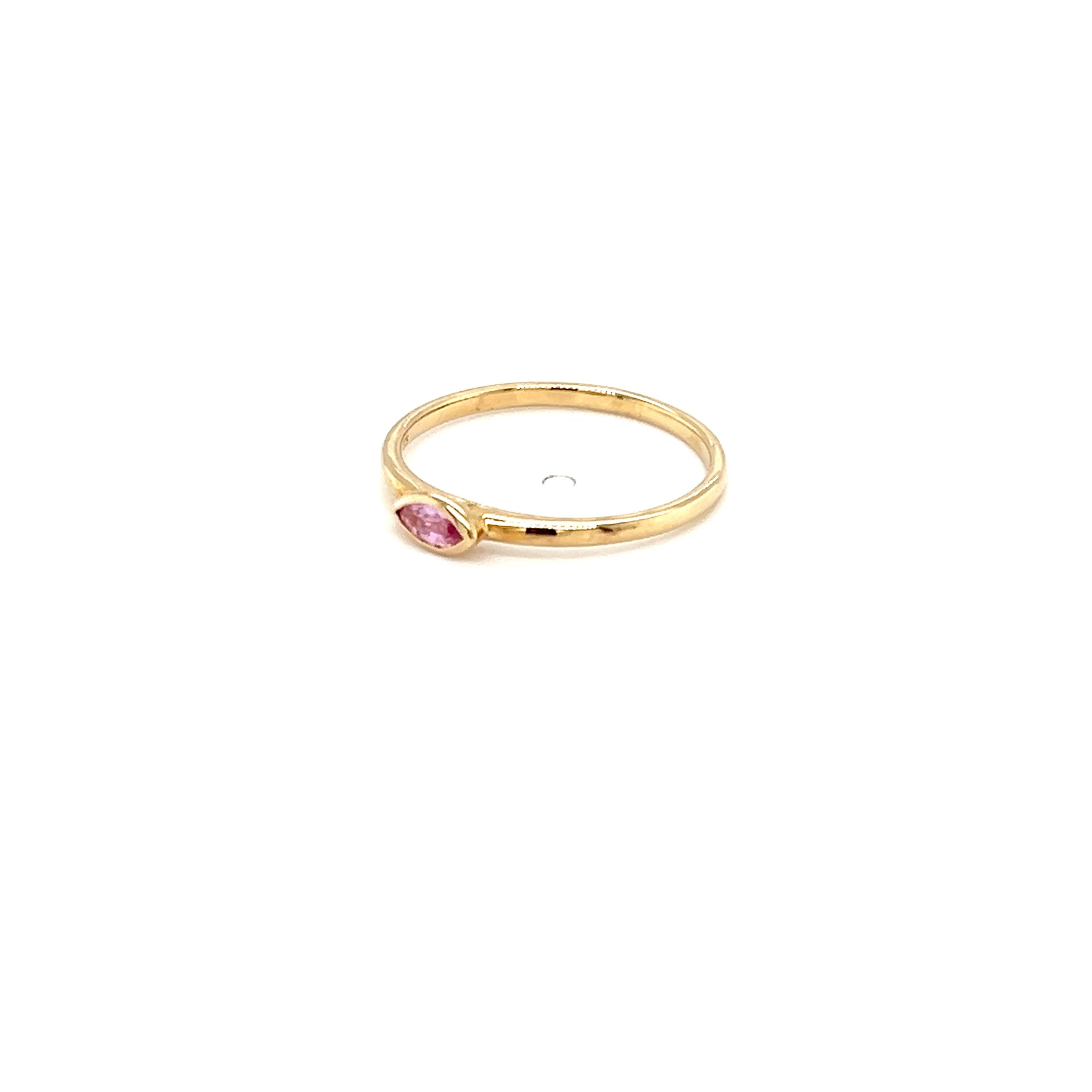 9ct Yellow Gold Ring with Marquise-Cut Pink Sapphire